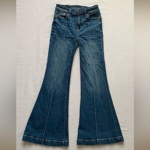American Eagle Festival Flare Women’s Front Seam Denim Stretch Blue Jeans size 0
